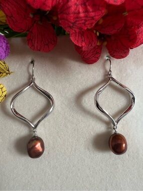Honora Sterling Silver Brown Pearl Drop Earrings